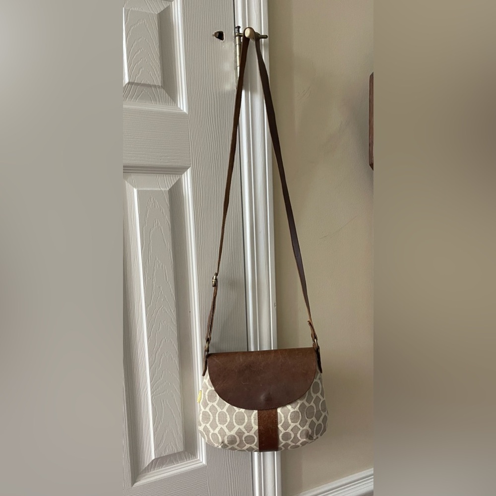 JOYN Fair Trade Leather Trim Crossbody Purse